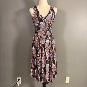 Anthropologie Maeve Leslie Midi Dress S Paisley Surplice Boho Whimsical Knit